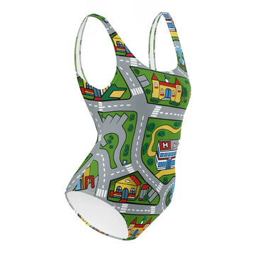 Car Carpet City One-Piece Swimsuit