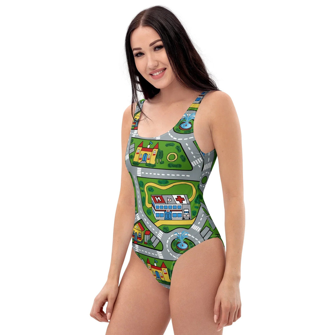 Car Carpet City One-Piece Swimsuit