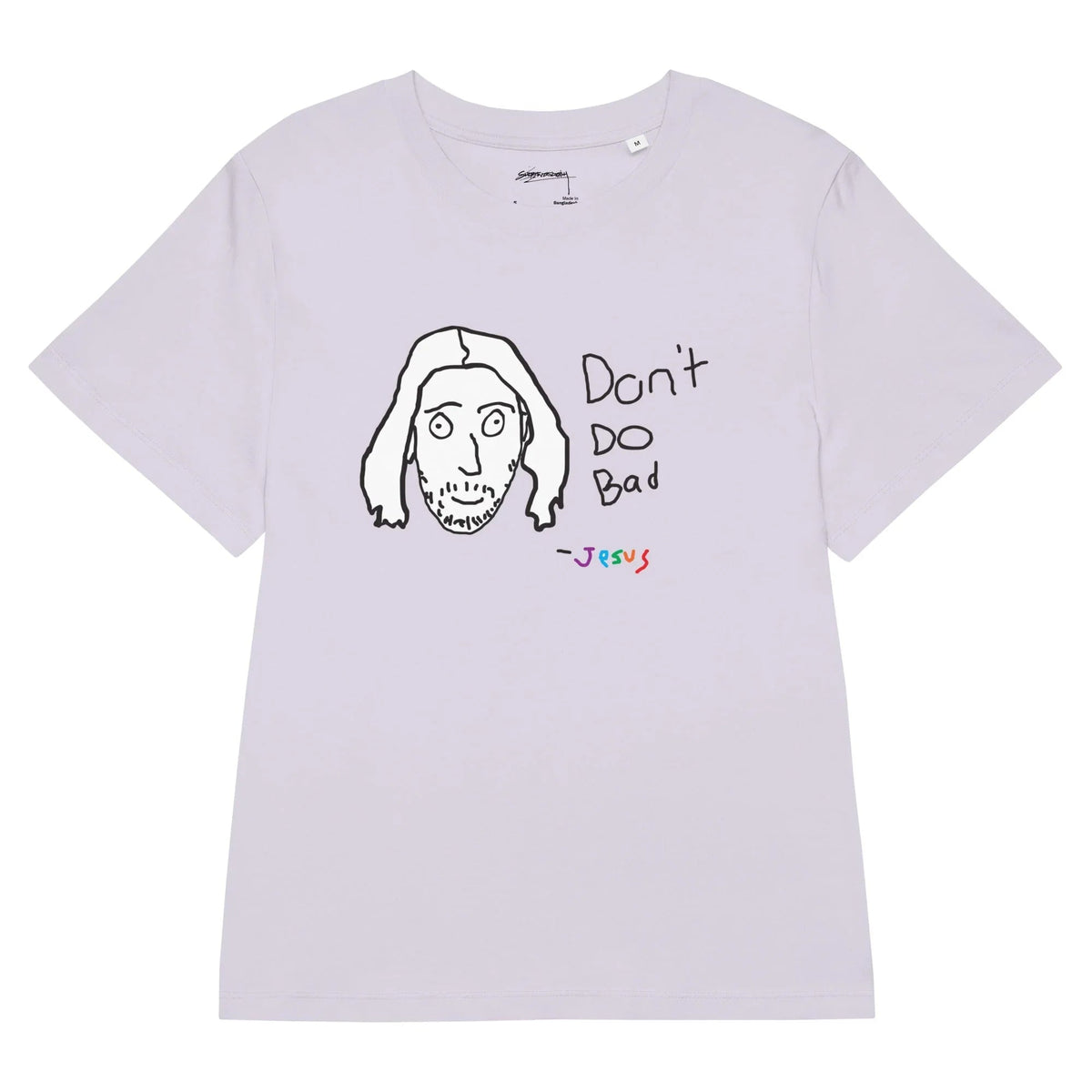 Don't Do Bad Women's Tee in Optic Sketchbook White. GOTS Certified, OCS Certified, Eco-Certified Inks.