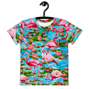 This energetic design immerses viewers in a tropical lagoon where vivid cerulean blue water ripples beneath detailed wading birds. Contact us with accessibility feedback, we'd love to help!
