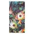Two photorealistic daisy blooms and veined English ivy are consumed by a psychedelic 