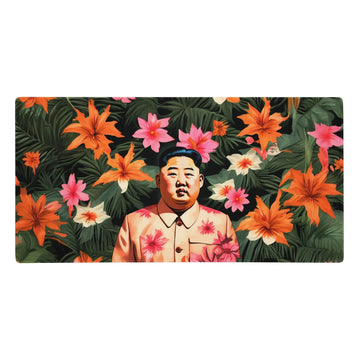 This satirical composition blends authoritarian iconography with whimsical tropical botanical maximalism (rendered in a digital oil-painting style). Contact us with accessibility feedback, we'd love to help!