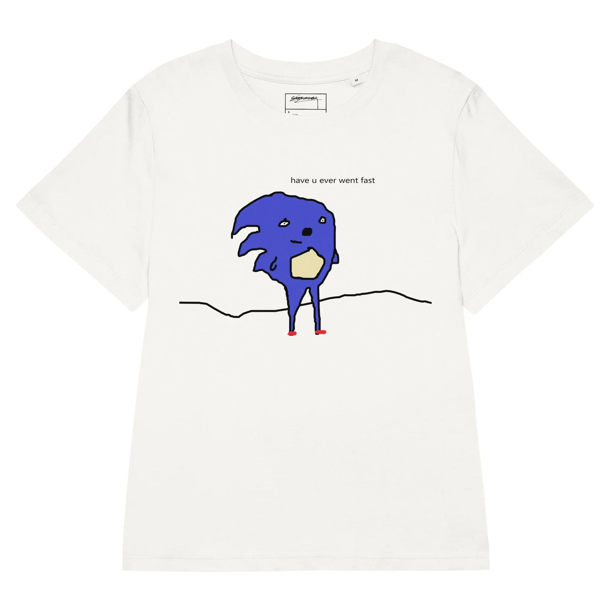 Have u evr went fast Women's Tee in Viral Cobalt on White. GOTS Certified, OCS Certified, Eco-Certified Inks.