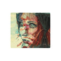 Heavymind Desk Mats - The piercing, crystalline teal eye (#2F7889) emerging from the shattered, rust-red (#8A3324) facial planes, acting as the singular focal point of clarity within the chaotic abstraction