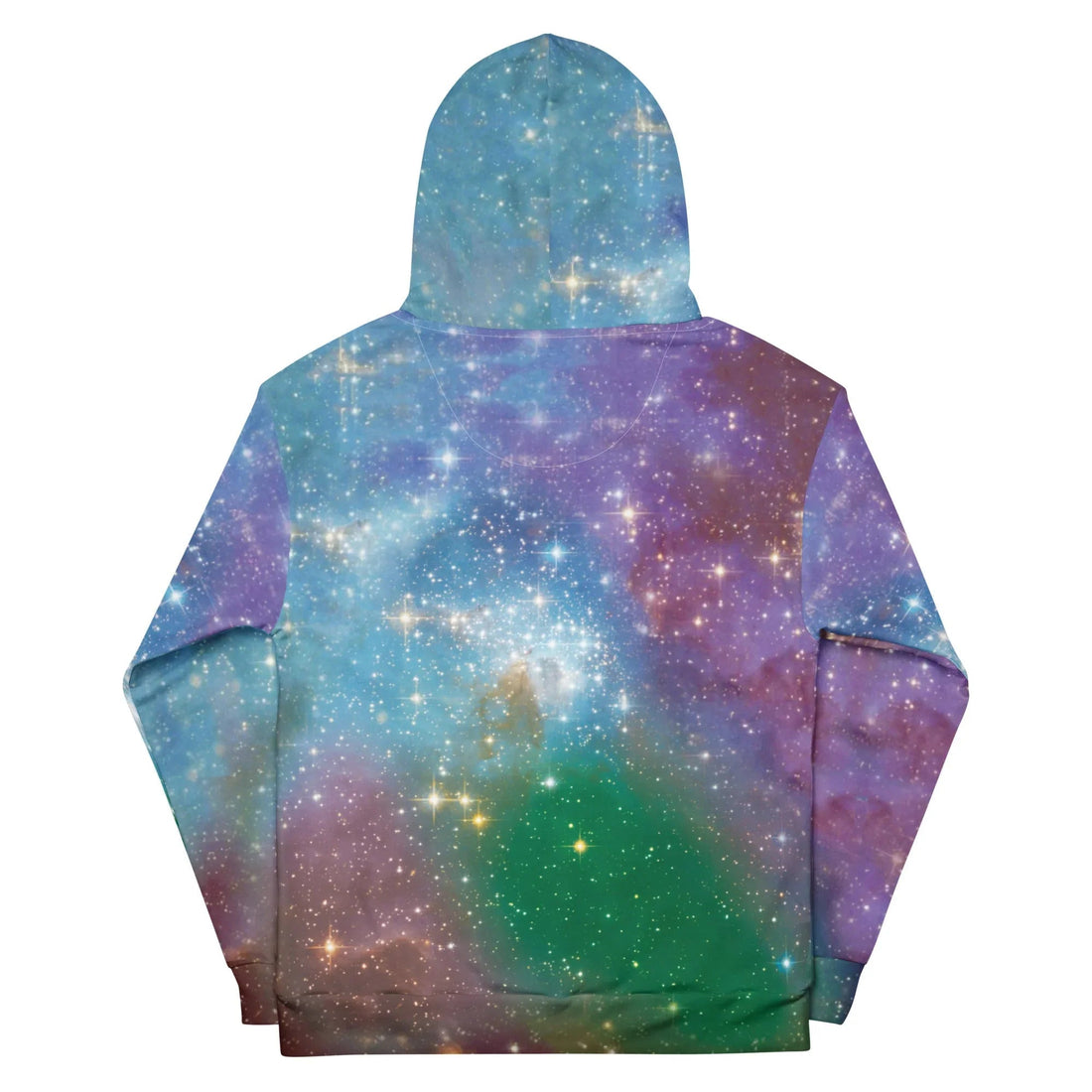 This surrealist design fuses cosmic imagery and internet humor against a starfield gradient fading from celestial violet and royal purple to emerald galaxy green. Contact us with accessibility feedback, we'd love to help!