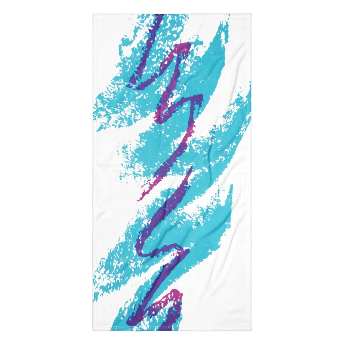 This beach towel showcases a classic 90s aesthetic with bold, abstract graphics on a crisp white background. Contact us with accessibility feedback, we'd love to help!