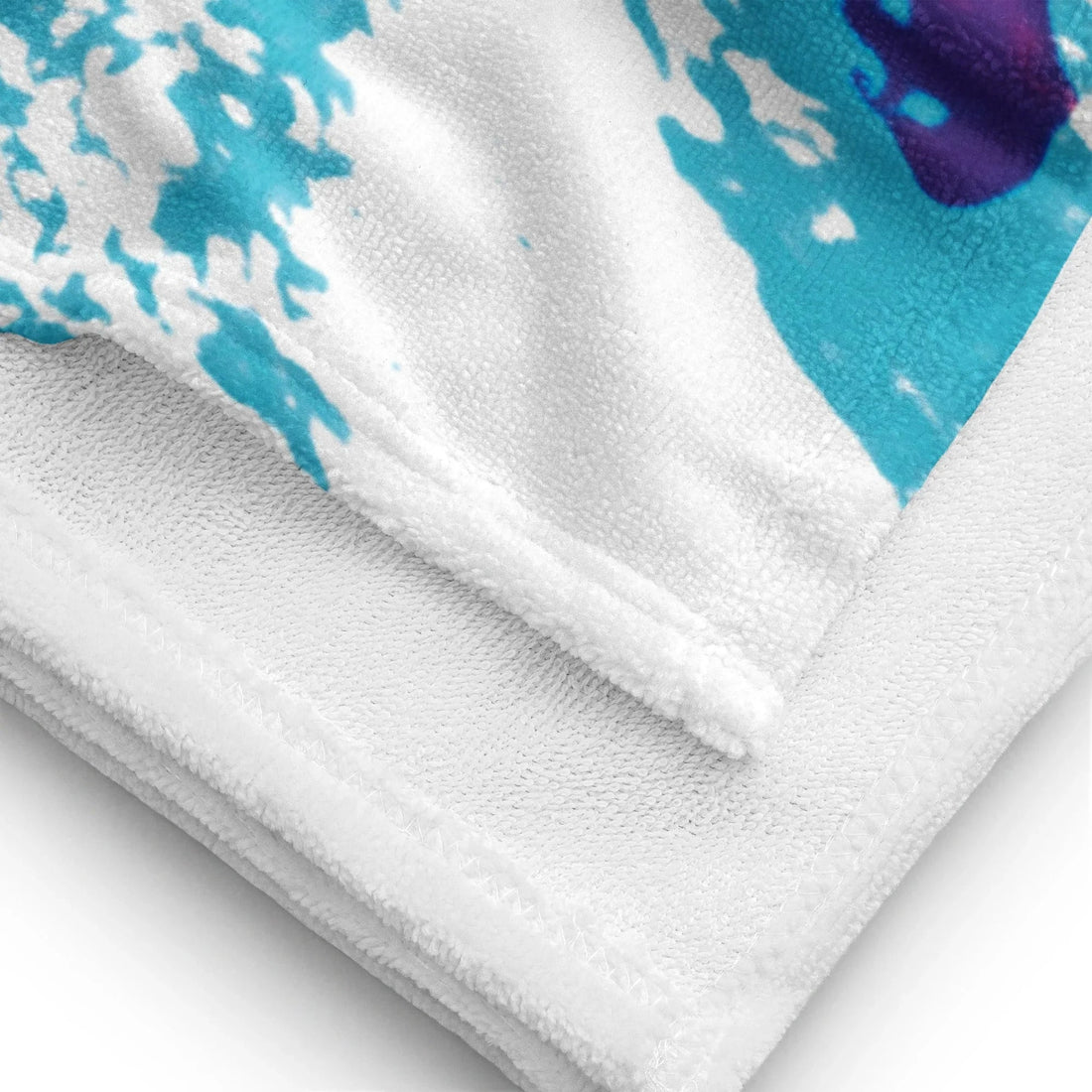 This beach towel showcases a classic 90s aesthetic with bold, abstract graphics on a crisp white background. Contact us with accessibility feedback, we'd love to help!