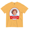 Lil Diabeetus T-Shirt in Dusty Periwinkle & Crimson. OEKO-TEX® 100, WRAP Certified, US Cotton Trust Protocol.