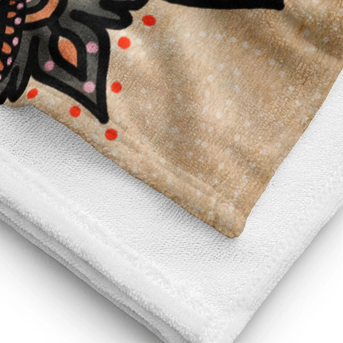 A mesmerizing, oversized mandala anchors a textured background resembling weathered antique beige parchment. Contact us with accessibility feedback, we'd love to help!