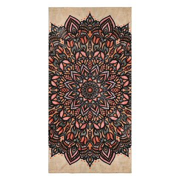 A mesmerizing, oversized mandala anchors a textured background resembling weathered antique beige parchment. Contact us with accessibility feedback, we'd love to help!