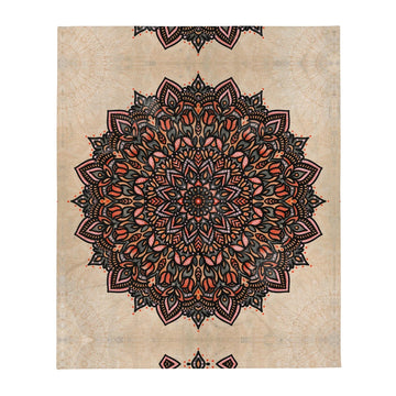 A massive, intricate mandala medallion anchors the design, blooming with stylized tulip petals and teardrop flourishes in perfect radial symmetry. Contact us with accessibility feedback, we'd love to help!