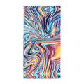 Metallic Flow Beach Towel in Iridescent Liquid Chrome. REACH Compliant, Zero-Wastewater Printing, Made-to-Order (Zero Overproduction).
