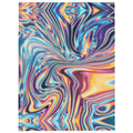 Metallic Flow Plush Blanket - The faux-reflective sheen where intense Electric Cyan (#00FFFF) currents slice through the Midnight Indigo (#2E1A47) base, mimicking a 3D surface on a 2D textile