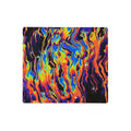 Space Drip Desk Mats - The violent transition between **void black (#050505)** space and the melting **magma orange (#FF4500)** thermal currents, bleeding into **electric sapphire blues (#0E4D92)** and flashes of **radioactive lime green (#32CD32)**