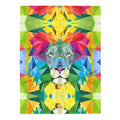 Spiritual Lion Plush Blanket in Prismatic Geometric Mosaic. REACH Compliant, Zero-Wastewater Printing, Made-to-Order (Zero Overproduction).
