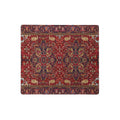 The Dudes Rug Desk Mats - The specific high-contrast interplay of the **cardinal crimson (#921F24)** field and **antique gold (#C5A059)** central medallion, instantly recognizable as the floor covering that 