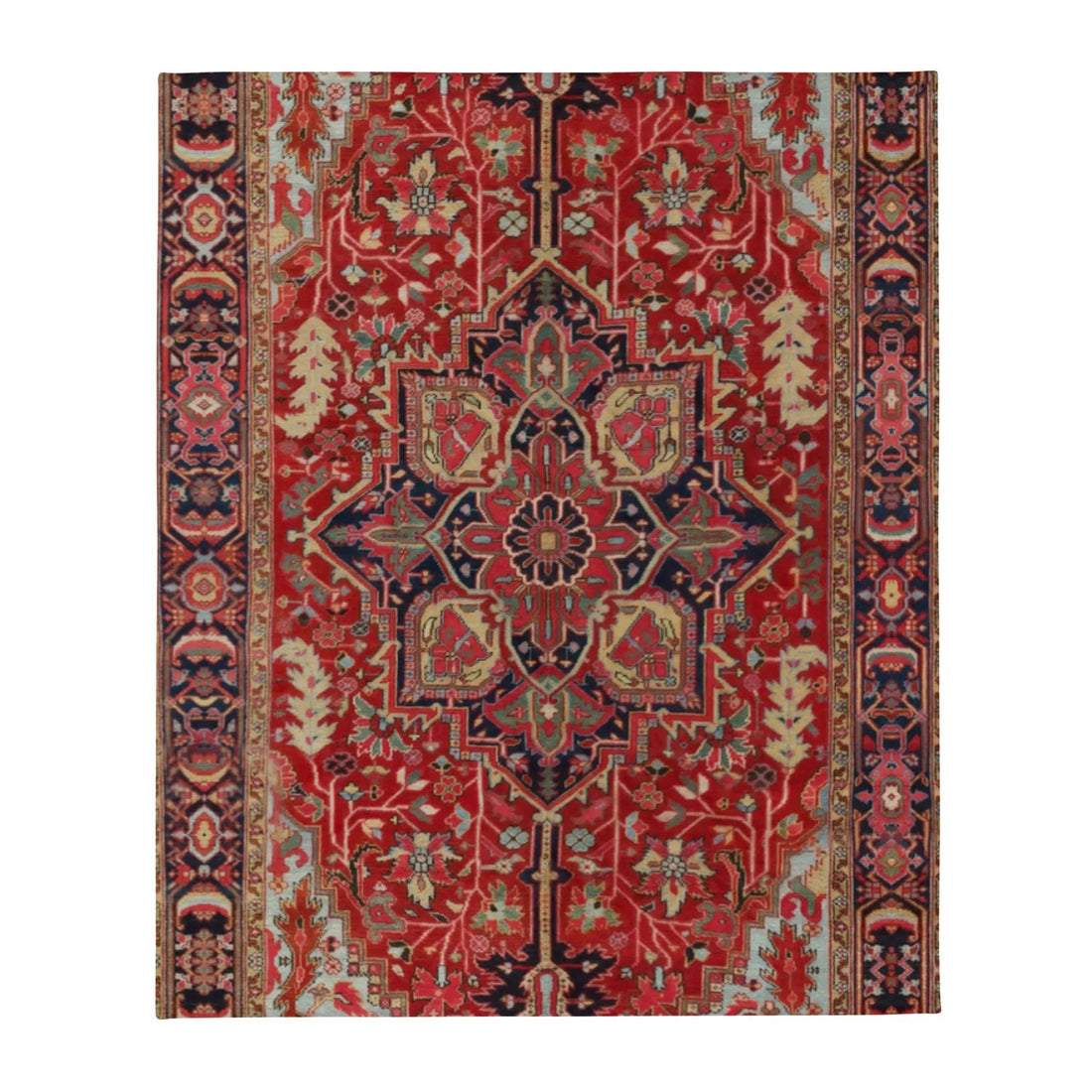 This photorealistic design mimics the intricate weave of a traditional Persian rug, centering on a grand geometric medallion with concentric floral layers. Contact us with accessibility feedback, we'd love to help!